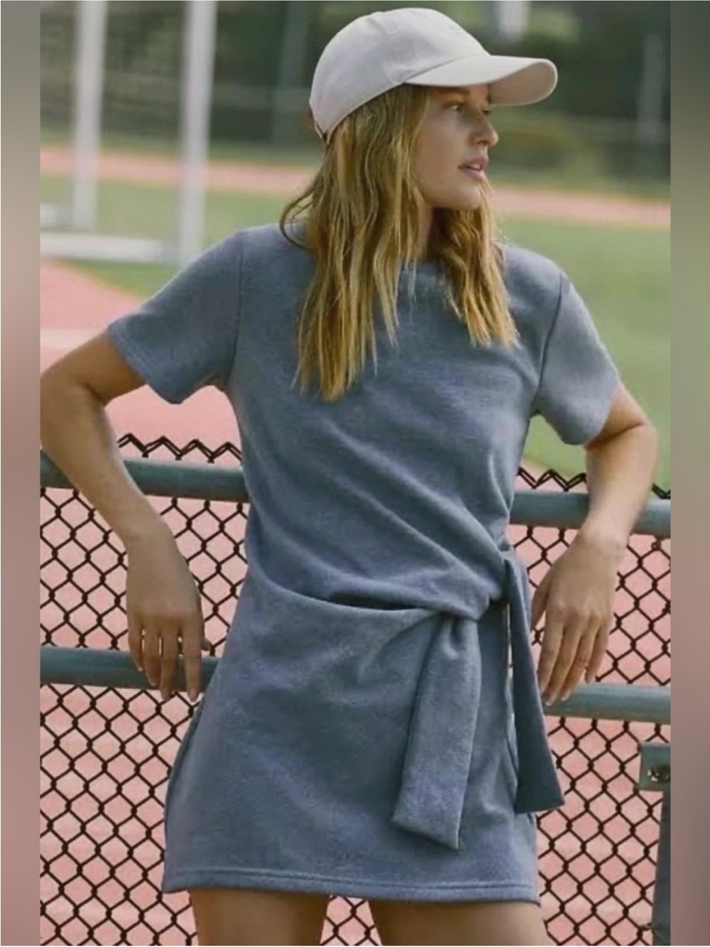 DAILY PRACTICE KNOTTED COTTON BLEND DRESS